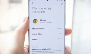 Pantalla de móvil mostrando información de la aplicación Chrome. Útil para gestionar o eliminar virus en Google Chrome de Android.