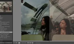 Dos mujeres asiáticas en un barco, comparando el antes y el después de aplicar presets lightroom.