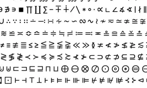 Colección de símbolos matemáticos y lógicos, perfectos para copiar y pegar en documentos.