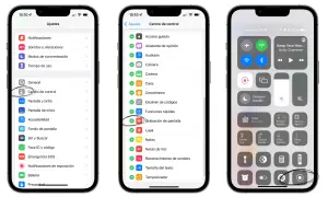 Captura de pantalla de un iPhone mostrando cómo activar la grabación de pantalla en el Centro de control.