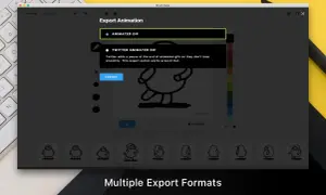 Ventana de exportación de Brush Ninja, mostrando opciones para GIF animado y GIF animado para Twitter.