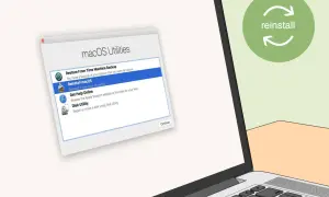 Ventana de Utilidades de macOS con opción "Reinstalar macOS" seleccionada. Una forma de como quitar un virus del ordenador es reinstalar el sistema.