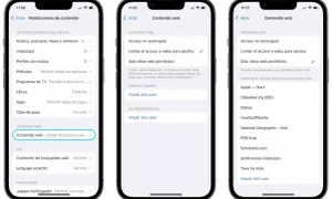 Configuración de control parental en iPhone para limitar contenido web, similar a control parental iPad desde Android.