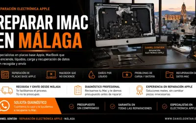 ¿Tu iMac está muy lento? Reparación de iMac en Málaga. Especialistas en placas base, daños por líquido y recuperación de datos.