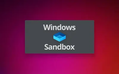 El logo de Windows Sandbox, una caja azul sobre un fondo degradado de morado a rojo.
