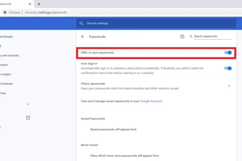 Configuración de Chrome: activa el gestor de contraseñas de Google para guardar tus credenciales de forma segura.