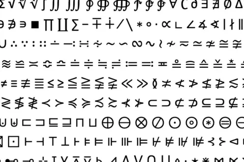 Colección de símbolos matemáticos y lógicos, perfectos para copiar y pegar en documentos.