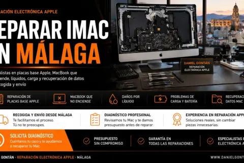 ¿Tu iMac está muy lento? Reparación de iMac en Málaga. Especialistas en placas base, daños por líquido y recuperación de datos.