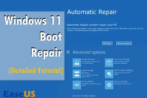 Pantalla de Reparación Automática de Windows 11. Opciones avanzadas para solucionar problemas de arranque, incluyendo la configuración de secure boot.