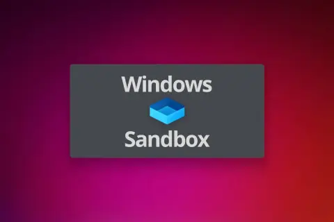 El logo de Windows Sandbox, una caja azul sobre un fondo degradado de morado a rojo.