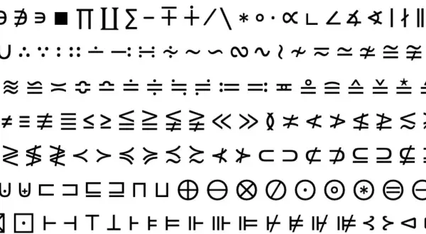 Colección de símbolos matemáticos y lógicos, perfectos para copiar y pegar en documentos.