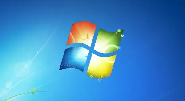 El logo de Windows 7 con un paisaje vibrante. Un recuerdo nostálgico para volver a Windows 7.