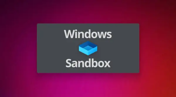 El logo de Windows Sandbox, una caja azul sobre un fondo degradado de morado a rojo.