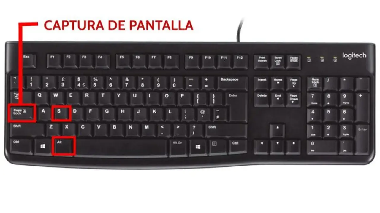Teclado Logitech. Aprende como hacer captura de pantalla presionando las teclas "Alt" + "S".