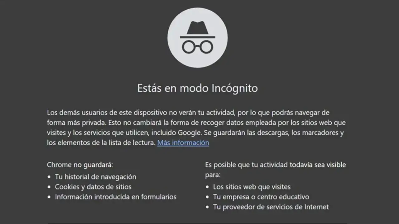 Icono de modo incógnito. Navegación privada. Para quitar modo incognito, cierra todas las ventanas de incógnito.