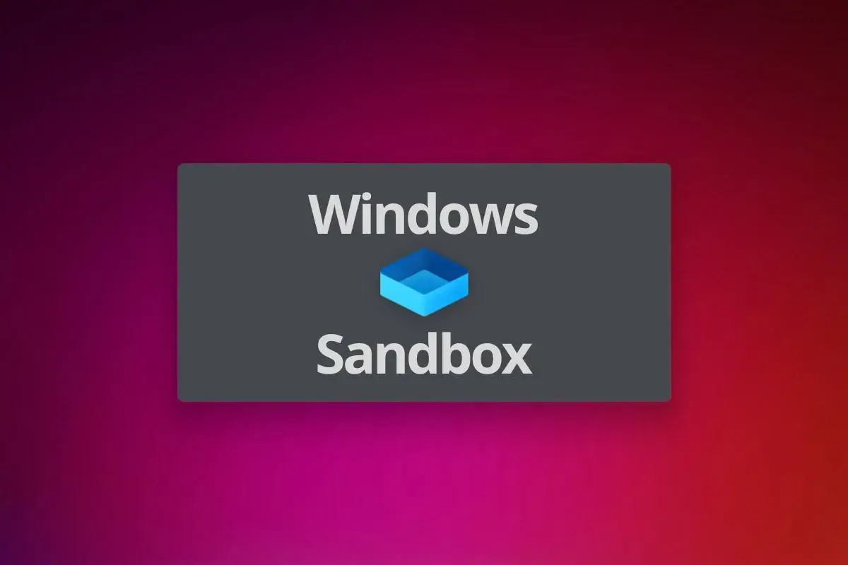 El logo de Windows Sandbox, una caja azul sobre un fondo degradado de morado a rojo.