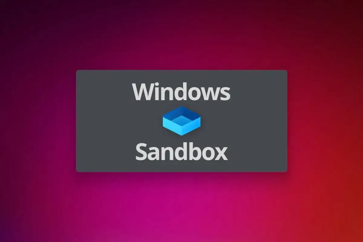 El logo de Windows Sandbox, una caja azul sobre un fondo degradado de morado a rojo.