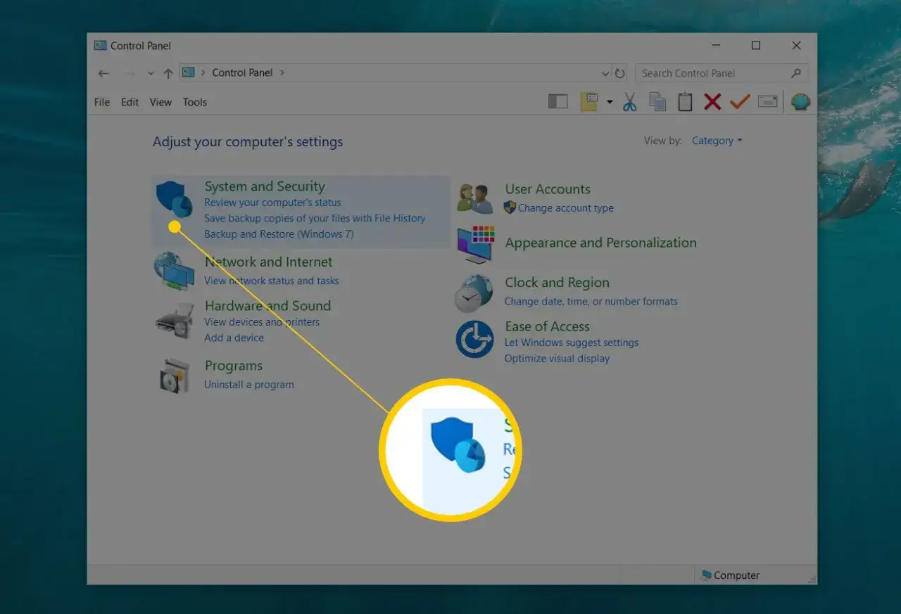 Panel de Control de Windows 10. Se muestra la opción 