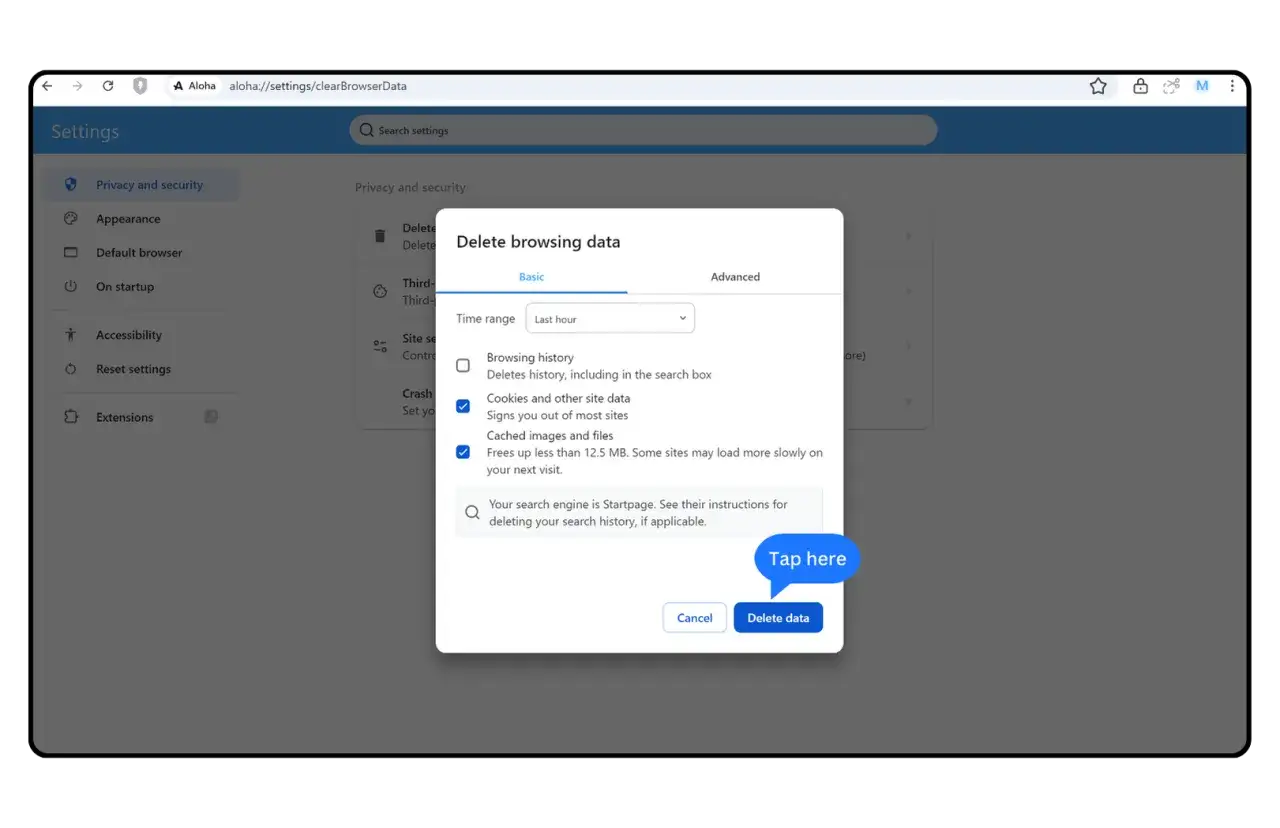Ventana de configuraci&oacute;n para como eliminar busquedas en Google. Muestra opciones para borrar historial, cookies y cach&eacute;.