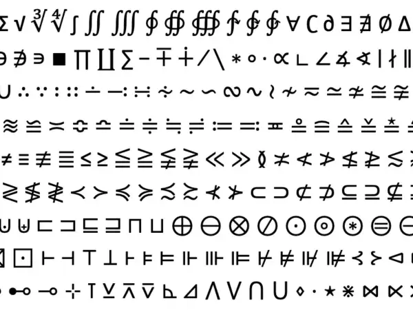 Colección de símbolos matemáticos y lógicos, perfectos para copiar y pegar en documentos.