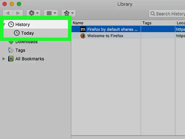 Explora tu historial mac en la biblioteca de Firefox. Accede a "History" para ver tus visitas.