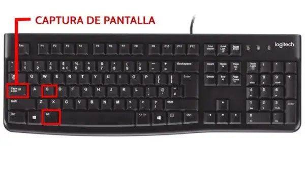 Teclado Logitech. Aprende como hacer captura de pantalla presionando las teclas "Alt" + "S".
