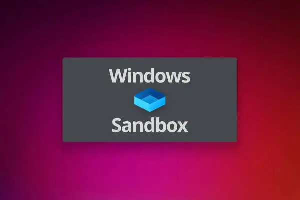 El logo de Windows Sandbox, una caja azul sobre un fondo degradado de morado a rojo.